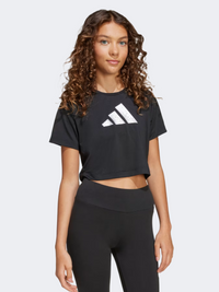 Adidas Training Essentials Glam Print Kids-Girls Training T-Shirt Black/Silver