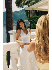 Wiskii Riviera Scallop Halter Women Sportswear Tank Ivory