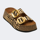 Ateneo Leather Women Beach Slippers Taupe Zebra