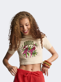 Adidas X Farm Rio Graphic Women Sportswear T-Shirt Crystal Linen