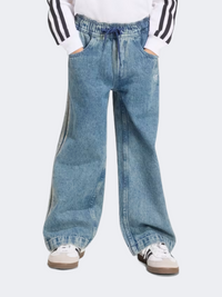 Adidas Firebird Loose Denim Track Little Originals Pant Worn Blue