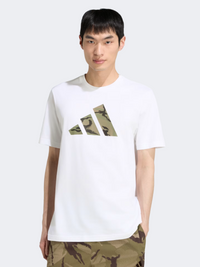 Adidas Camo Three Bar Logo Graphic Men Sportswear T-Shirt White