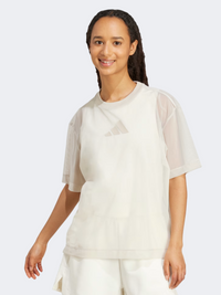 Adidas Soft Lux Mesh Women Sportswear T-Shirt Beige