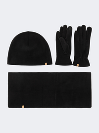 Oil And Gaz Stylish Women Lifestyle Set Of Gloves+Hat+Scarf Black