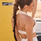 Wiskii V-Cut Scallop Halter Women Sportswear Bra Ivory