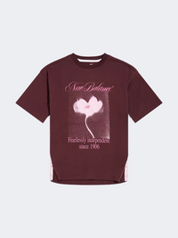 New Balance Rooted Floral Graphic Kids-Girls Lifestyle T-Shirt Cherry Leather