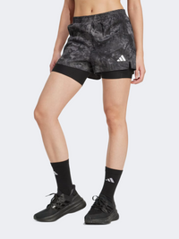 Adidas Own The Run Spray Dye 2 In 1 Women Running Short Grey/Black