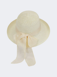 Stamion Floppy Short Ribbon With Turned Up Brim Women Beach Hat Off White