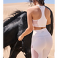 Wiskii Mesh Racerback Sports Women Sportswear Bra Ivory