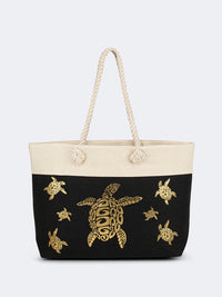 Top Ten Chic Women Beach Bag Black/Gold