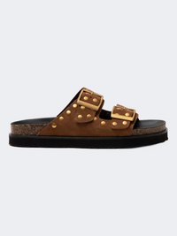 Ateneo Leather Women Beach Slippers Brown