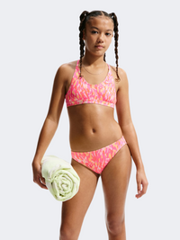 Nike Lace Up Girls Swimming Bikini Set Pink Glow