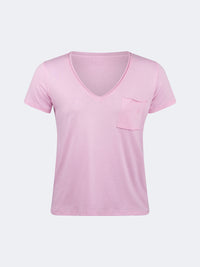 Oil And Gaz Classic Women Lifestyle V-Neck T-Shirt Pink