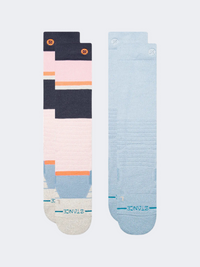 Stance Powdered Mid Poly Snow 2 Pk Unisex Skiing Sock Pinkfade