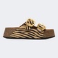 Ateneo Leather Women Beach Slippers Taupe Zebra