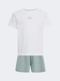 Adidas Seasonals Glam Little-Girls Sportswear Set White/Silver Metalic