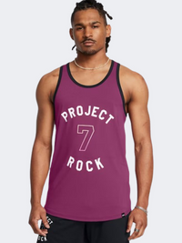 Under Armour Project Rock Mesh Badge Of Honor Men Training Tank Purple Gemini/White