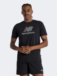New Balance Heathertech Logo Men Performance T-Shirt Black