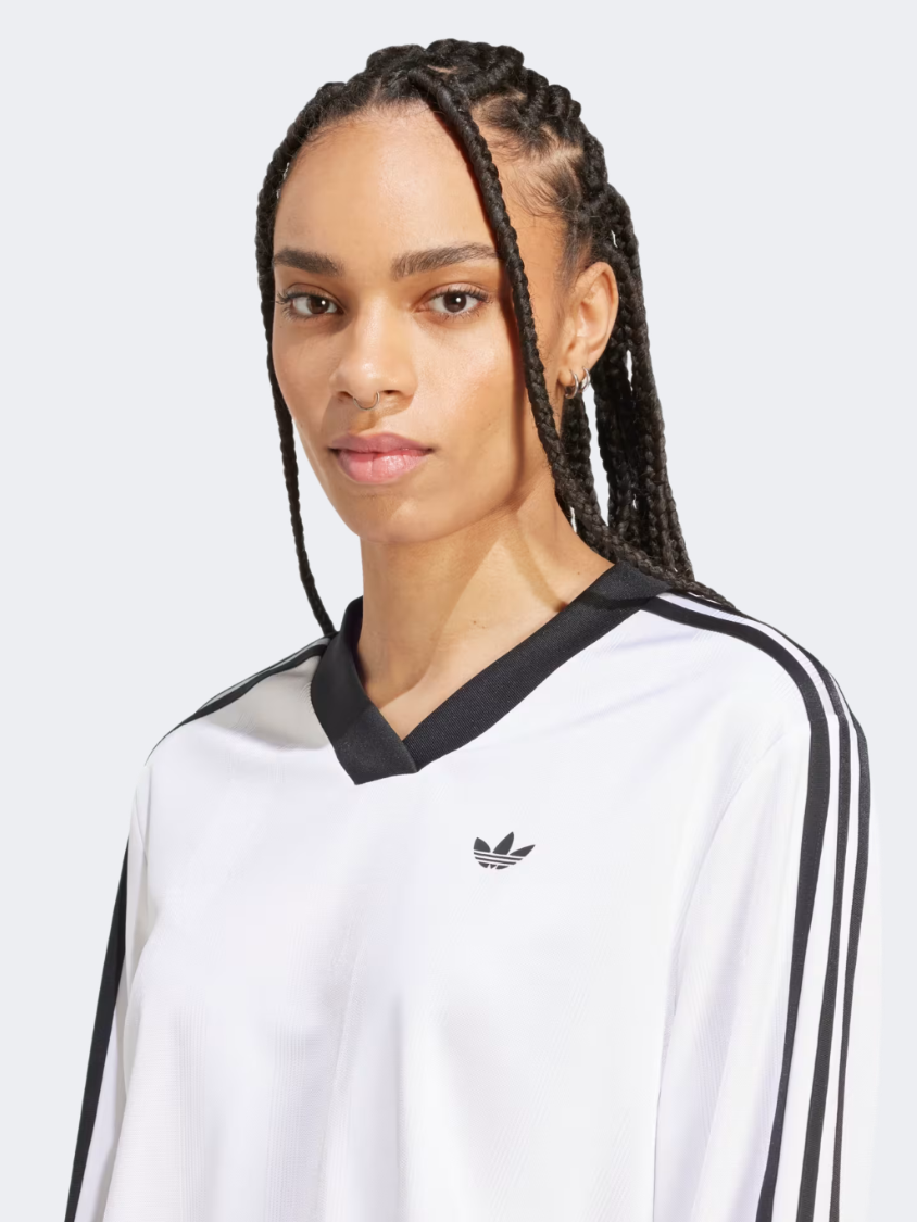 Adidas Adicolor Soccer Jacquard Crop Top Women Originals Long Sleeve White/Black