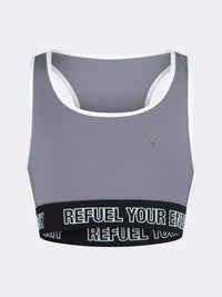 Oil And Gaz Breathable Kids-Girls Lifestyle Sports Bra Grey