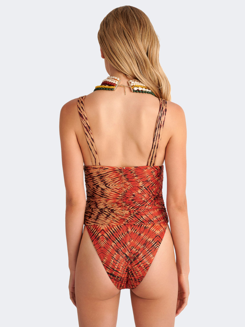 Blu 4U Red Fan Women Beach Monokini Coral