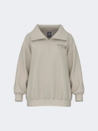 New Balance Trackside French Terry Half Zip Women Lifestyle Sweatshirt Linen Heather