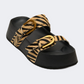 Ateneo Leather Women Beach Slippers Taupe Zebra