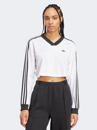 Adidas Adicolor Soccer Jacquard Crop Top Women Originals Long Sleeve White/Black