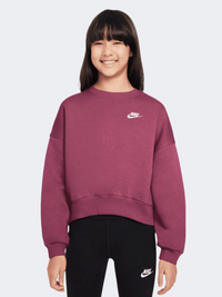 Nike Sportswear Club Fleece Girls Lifestyle Long Sleeve Sweet Beet/White