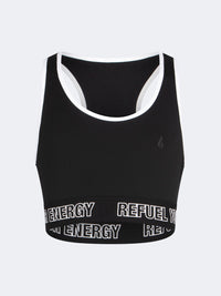 Oil And Gaz Breathable Kids-Girls Lifestyle Sports Bra Black