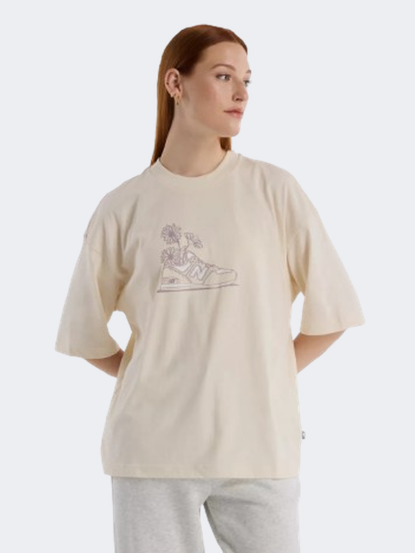 New Balance Oversized Flower Women Lifestyle T-Shirt Linen