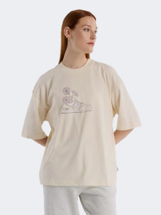 New Balance Oversized Flower Women Lifestyle T-Shirt Linen