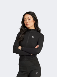 Adidas Essential Ribbed Full Zip Women Original Track Top Black