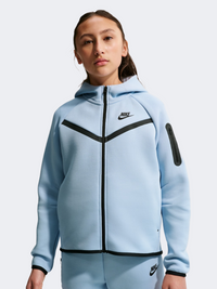 Nike Sportswear Tech Fleece Full Zip Girls Lifestyle Hoody Light Blue/Black