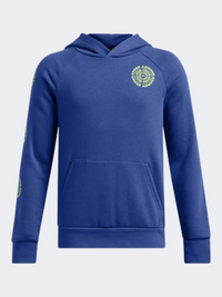 Under Armour Rival Fleece Spiral Logo Boys Training Hoody Blue/Morph Green