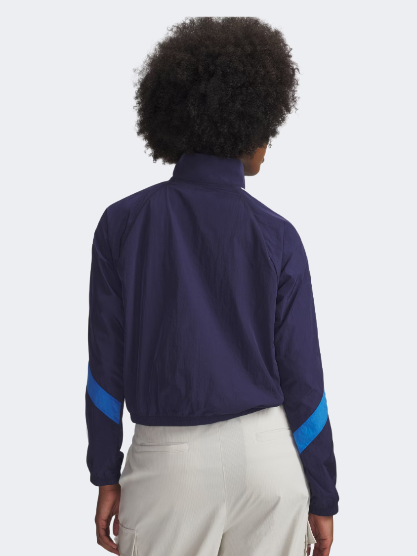 Under Armour Icon Crinkle Women Lifestyle Jacket Navy/White/Blue