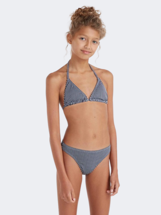 ONeill Essentials Triangle Girls Beach Bikini Set Black Simple Stripe