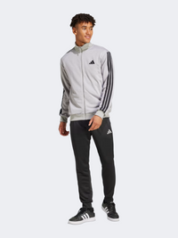 Adidas Basic 3 Stripes French Terry Men Sportswear Tracksuit Grey Heather