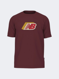 New Balance Cubed Logo Men Lifestyle T-Shirt Monarch Burgundy