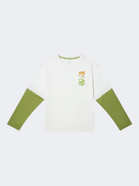 Erke Kids-Boys Basketball Sweatshirt White/Green