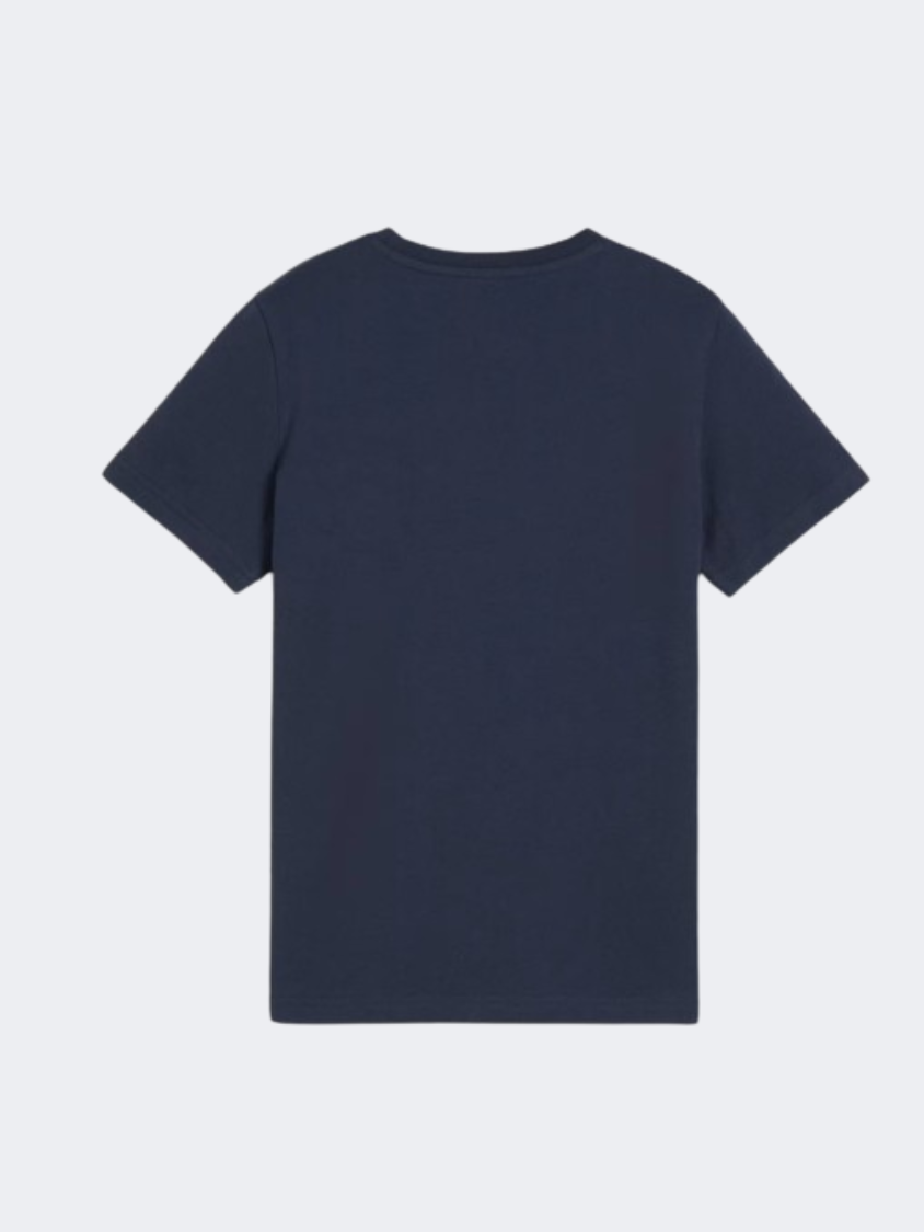 Puma Essentials Plus Logo Lab Boys Lifestyle T-Shirt Club Navy/White