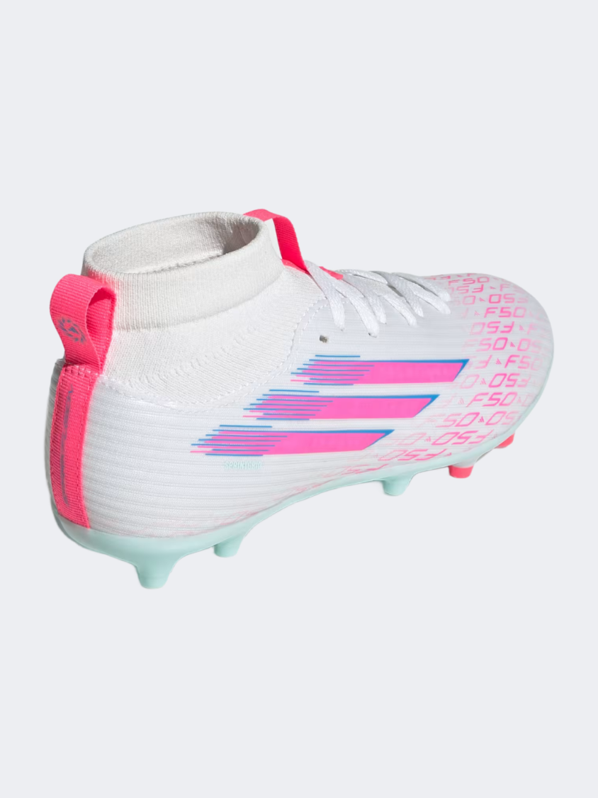 Adidas F50 Sparkfusion League Fg/Ag Kids Football Shoes White/Lucid Pink