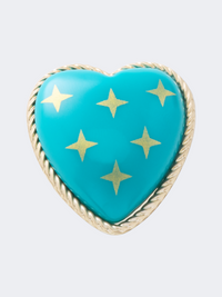 Crocs Turquoise And Gold Heart Unisex Lifestyle Jibbitz Charm
