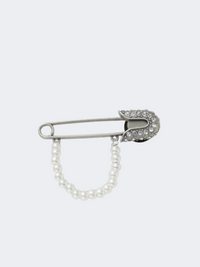 Crocs Pearl Chain Safety Pin Unisex Lifestyle Pins Silver