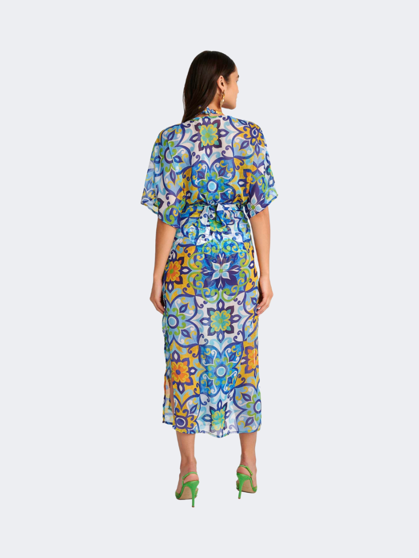 Blu 4U Women Beach Kaftan Blue Tiles