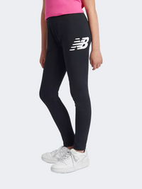 New Balance Stacked Logo Kids-Girls Lifestyle Tight Black