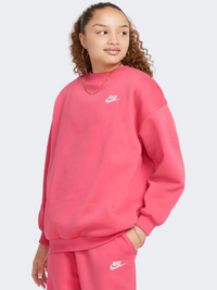 Nike Sportswear Club Fleece Oversized Girls Lifestyle Sweatshirt Aster Pink/White