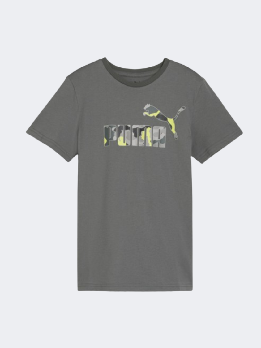 Puma Essentials Plus Logo Boys Lifestyle T-Shirt Mineral Grey