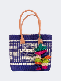 Rock Club Sisal Women Beach Bag Blue
