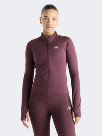 New Balance Harmony Fitted Full Zip Women Performanc Jacket Cherry Leather
